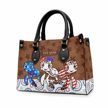 Load image into Gallery viewer, Personalized Independence Day Leather Handbag with Turtle Design
