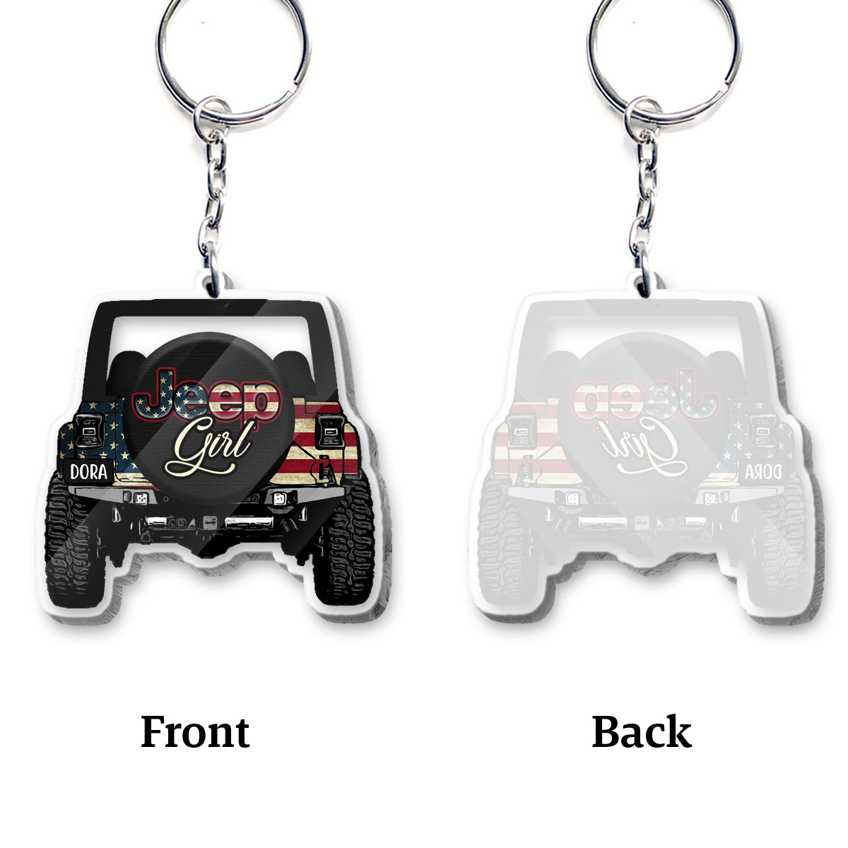 Personalized Jeep Girl Transparent Keychain Custom Name Gift