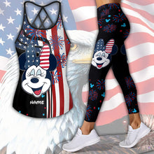 Load image into Gallery viewer, Personalized 4th of July Mouse Cross Tank Top &amp; Leggings Set
