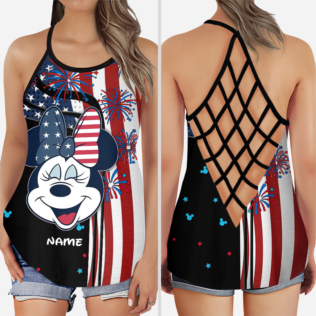 Personalized 4th of July Mouse Cross Tank Top & Leggings Set