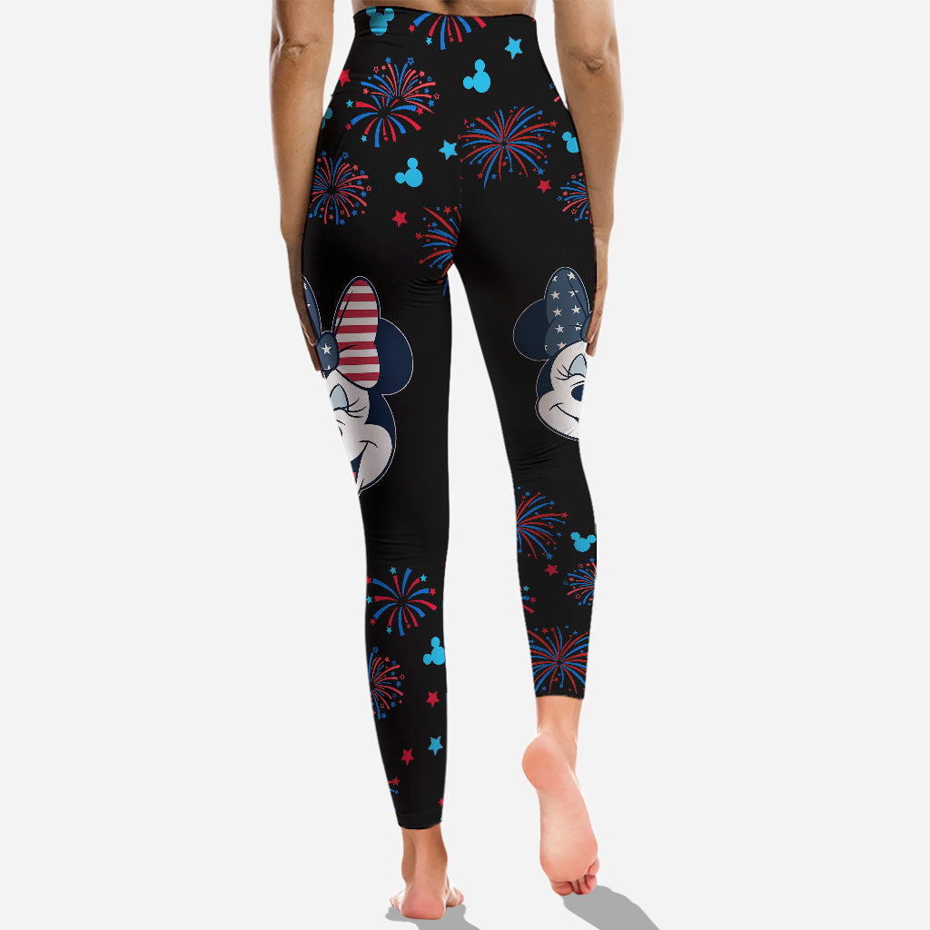 Personalized 4th of July Mouse Cross Tank Top & Leggings Set