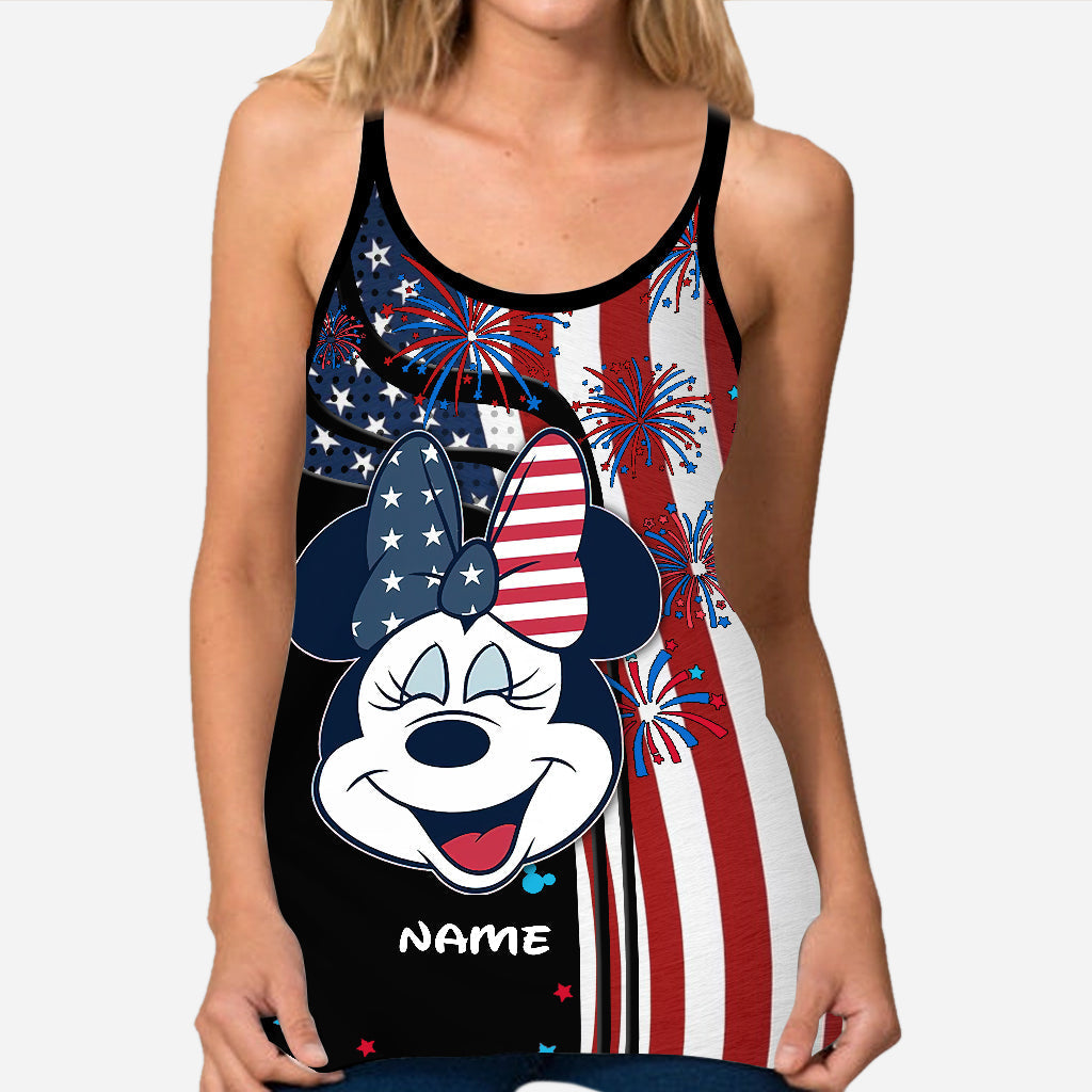 Personalized 4th of July Mouse Cross Tank Top & Leggings Set