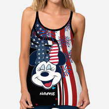 Load image into Gallery viewer, Personalized 4th of July Mouse Cross Tank Top &amp; Leggings Set
