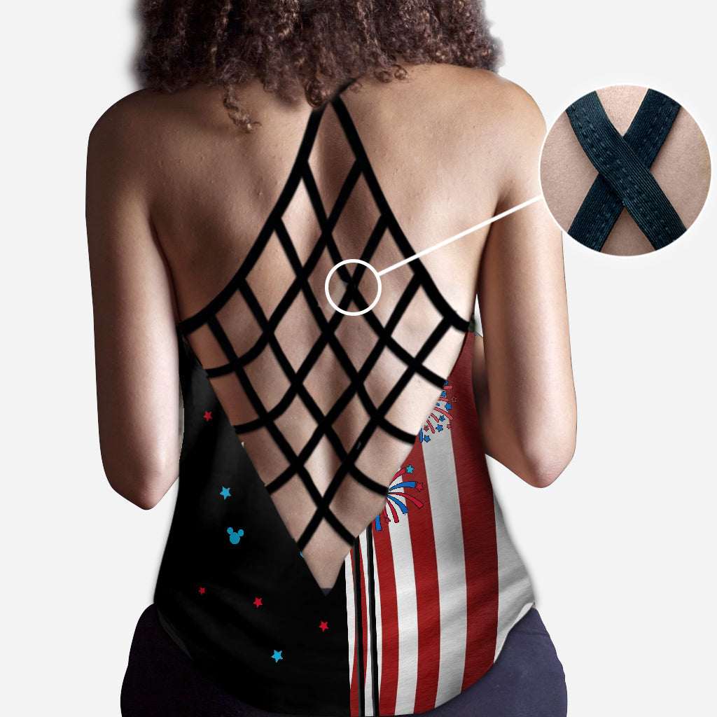Personalized 4th of July Mouse Cross Tank Top & Leggings Set