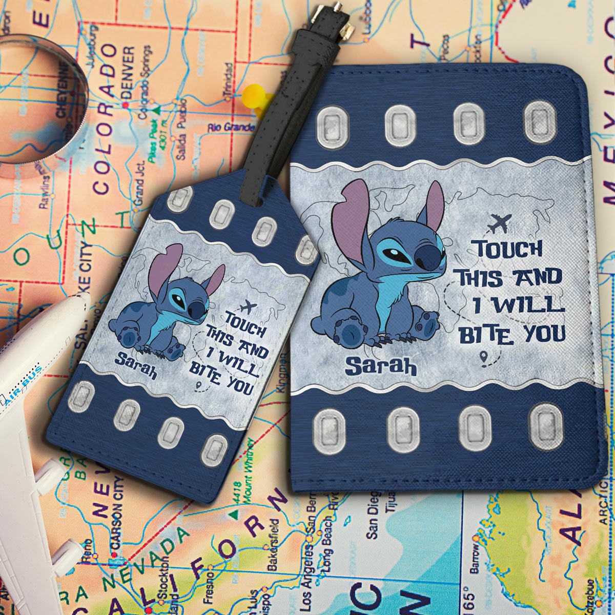 Personalized Leather Luggage Tag & Passport Holder Travel Set Gift