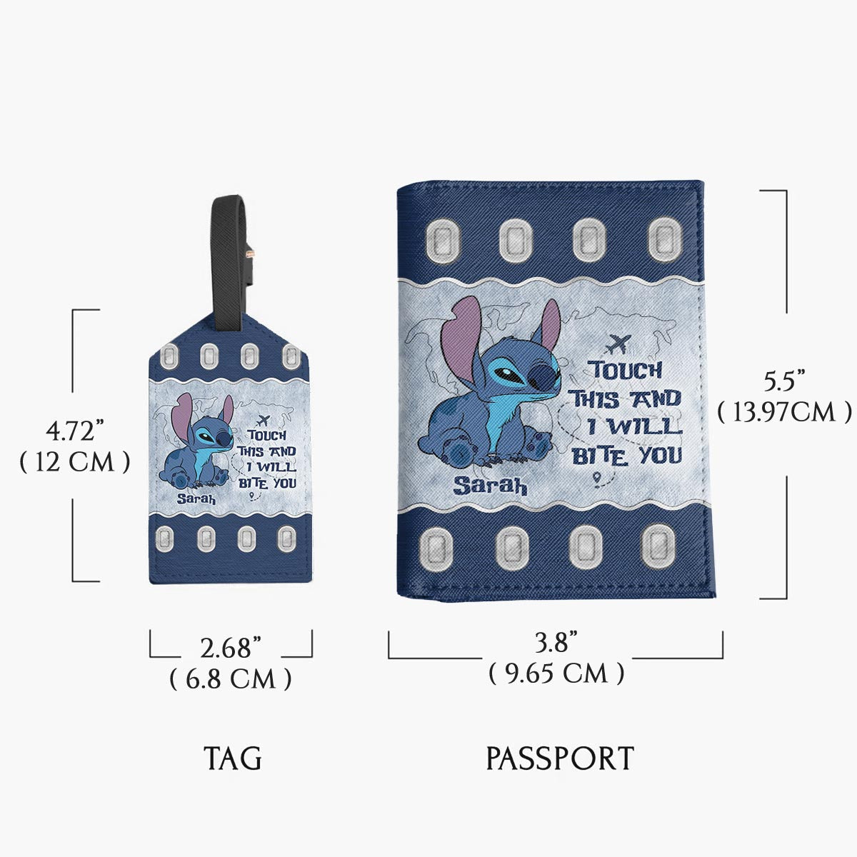 Personalized Leather Luggage Tag & Passport Holder Travel Set Gift