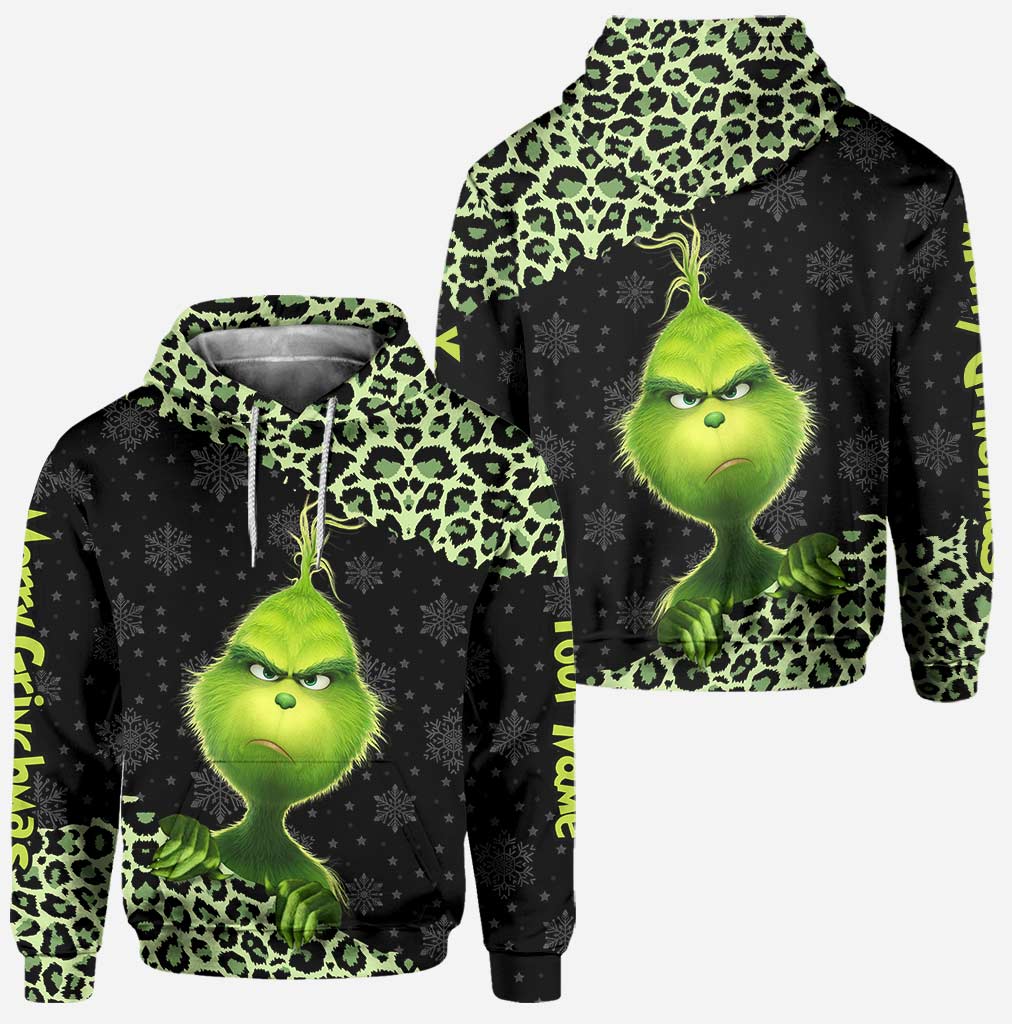 Personalized Grinch Christmas Hoodie and Leggings Set Gift