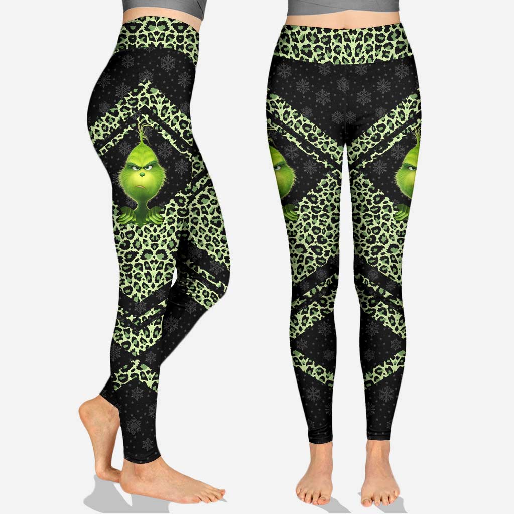 Personalized Grinch Christmas Hoodie and Leggings Set Gift