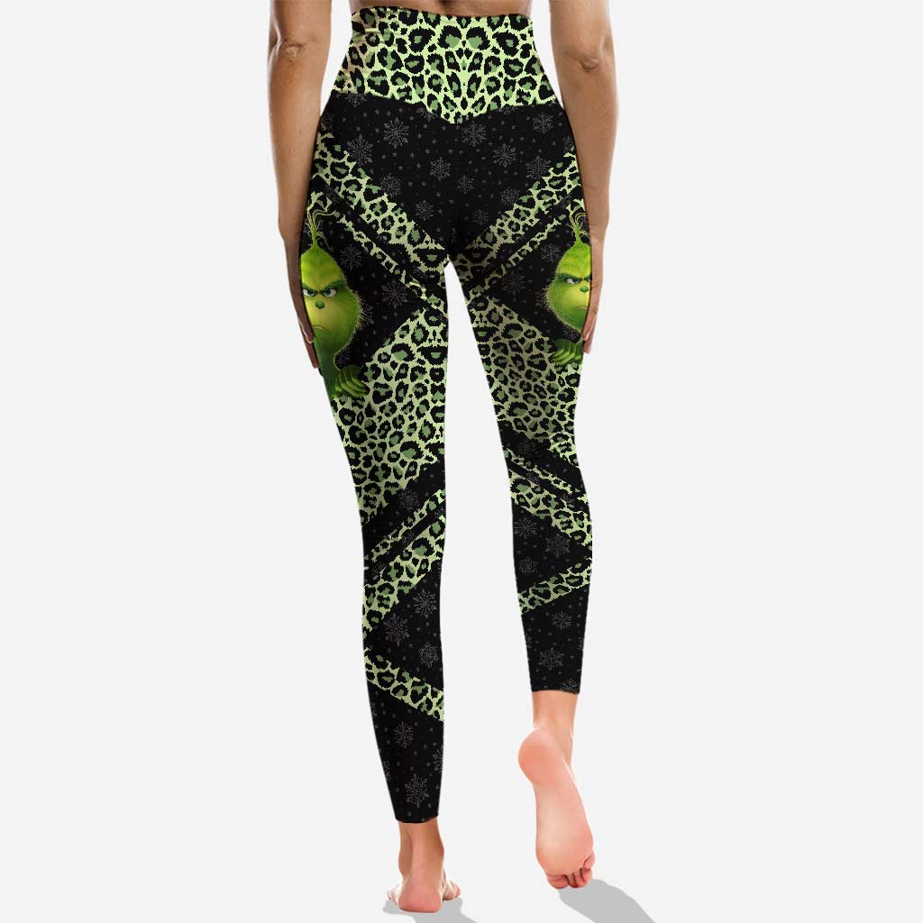 Personalized Grinch Christmas Hoodie and Leggings Set Gift