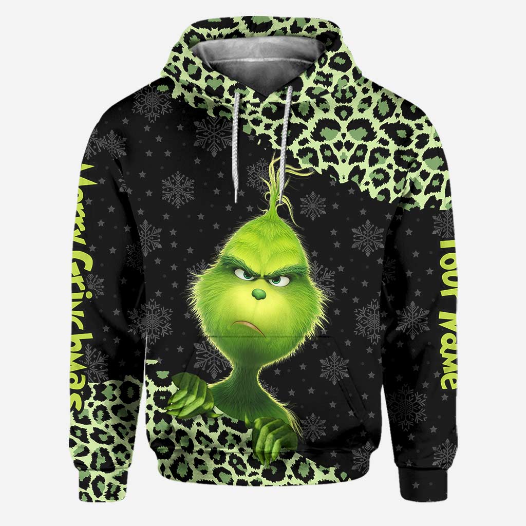 Personalized Grinch Christmas Hoodie and Leggings Set Gift