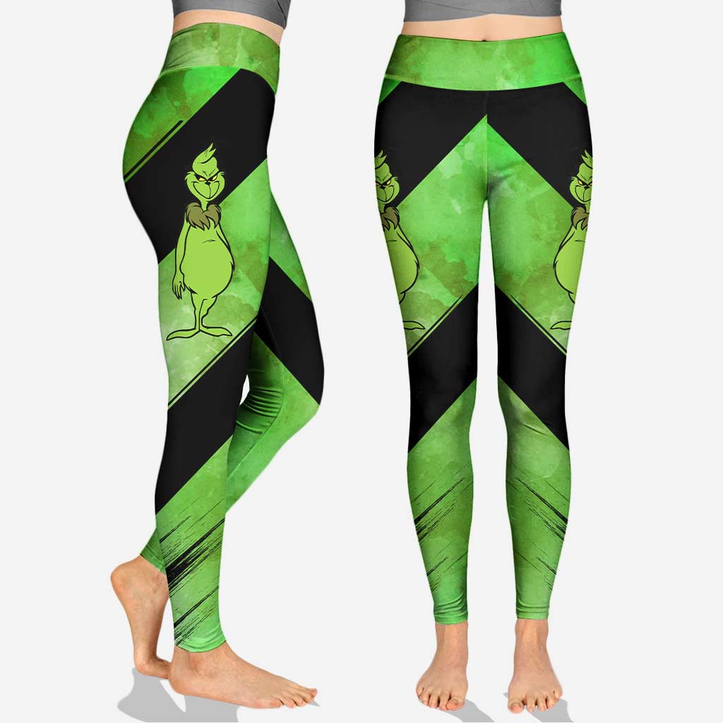 Personalized Grinch Hoodie and Leggings Set for Christmas