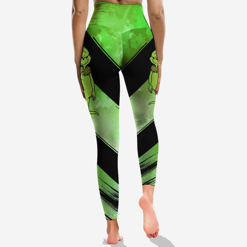 Personalized Grinch Hoodie and Leggings Set for Christmas