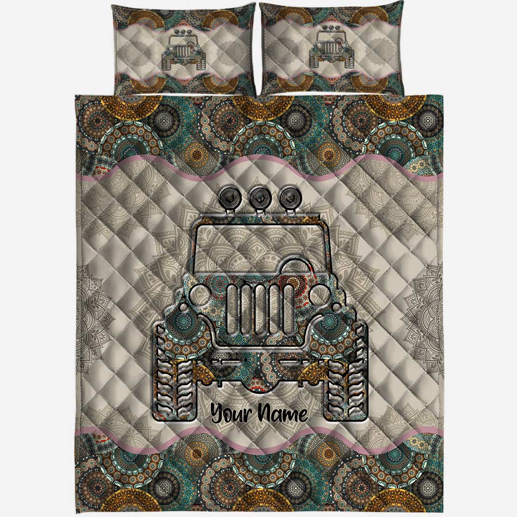 Personalized Car Quilt Set Custom Name for Jeep Lovers