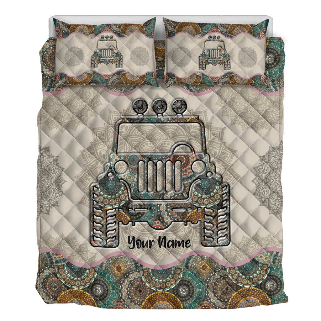 Personalized Car Quilt Set Custom Name for Jeep Lovers