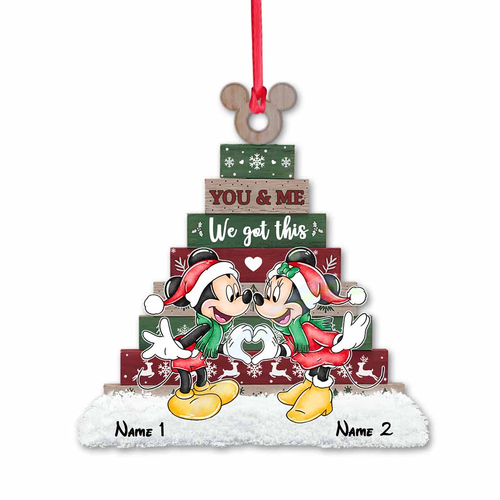 Personalized Christmas Mouse Ornament Custom Name Gift for Couple