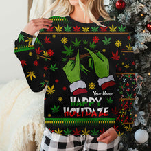 Load image into Gallery viewer, Personalized Christmas Weed Sweater Custom Name Holiday Gift
