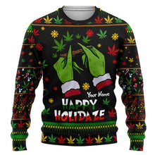 Load image into Gallery viewer, Personalized Christmas Weed Sweater Custom Name Holiday Gift
