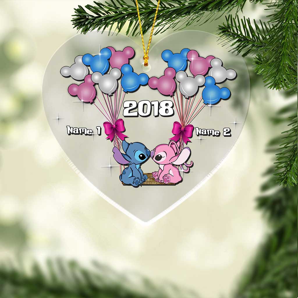 Personalized Christmas Ornament Custom Names Transparent Gift for Couple