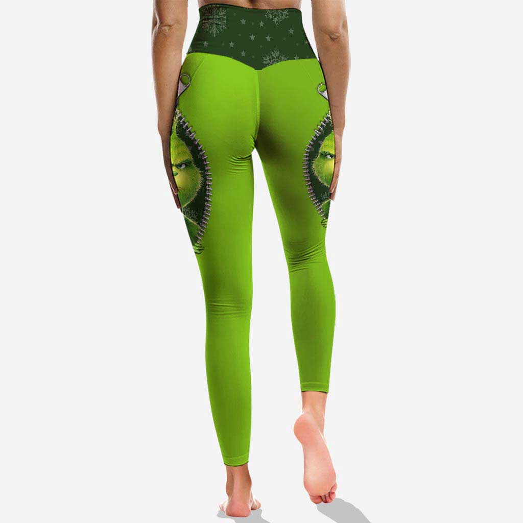 Personalized Grinch Christmas Hoodie and Leggings Set for Holiday Fun