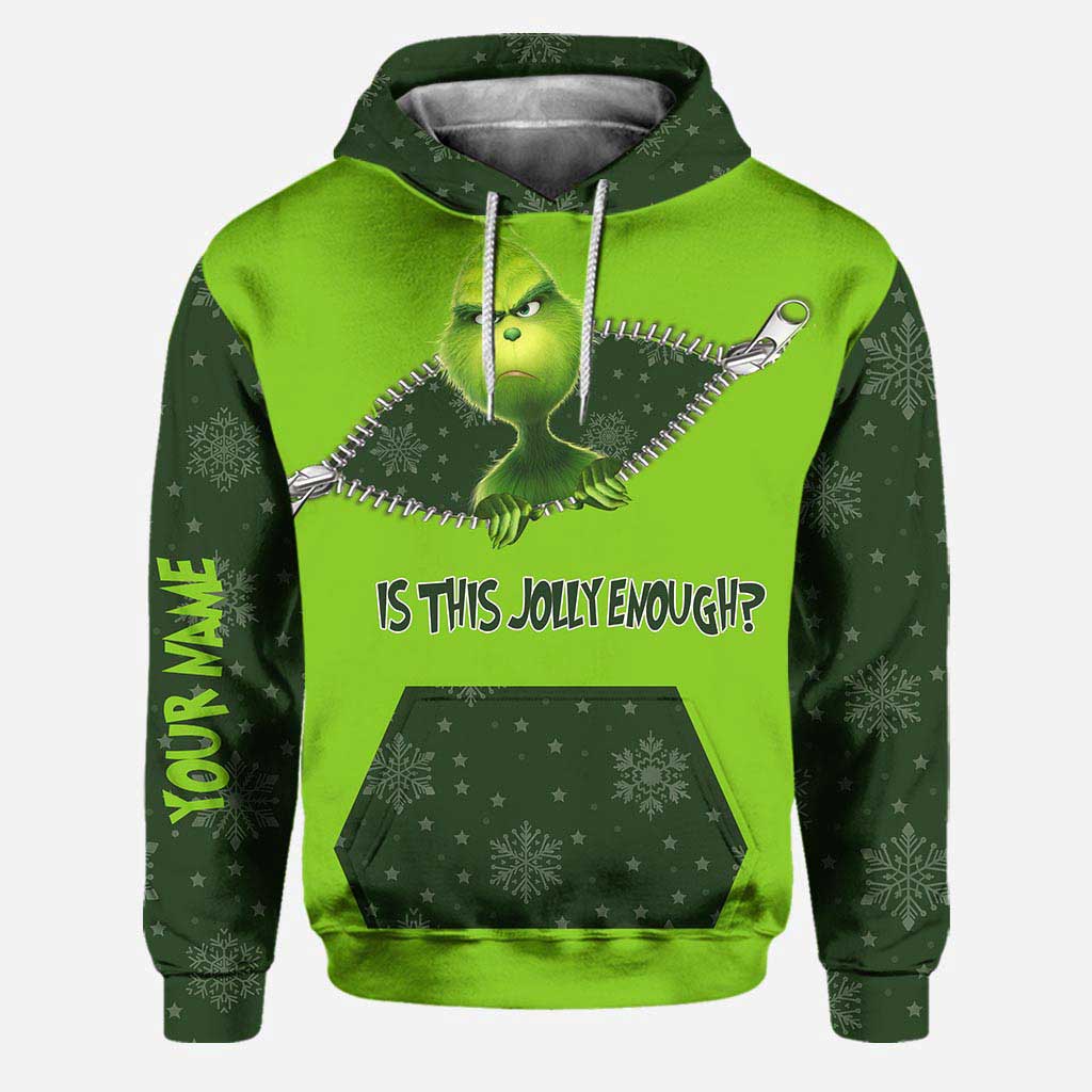 Personalized Grinch Christmas Hoodie and Leggings Set for Holiday Fun