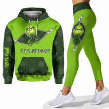 Load image into Gallery viewer, Personalized Grinch Christmas Hoodie and Leggings Set for Holiday Fun
