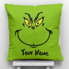 Load image into Gallery viewer, Personalized Grinch Throw Pillow with Custom Name Gift for Christmas
