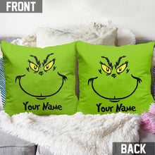 Load image into Gallery viewer, Personalized Grinch Throw Pillow with Custom Name Gift for Christmas
