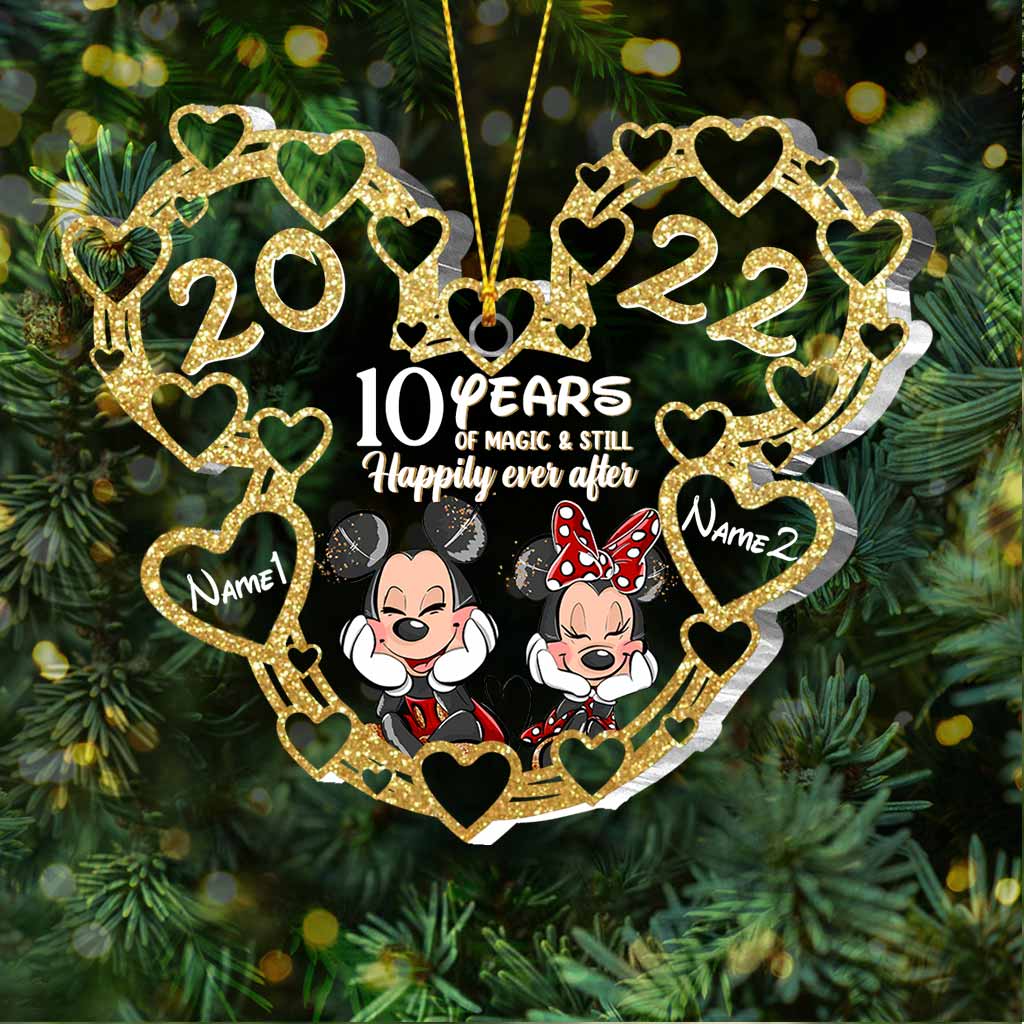 Personalized Christmas Mouse Ornament Custom Names 10 Years Gift