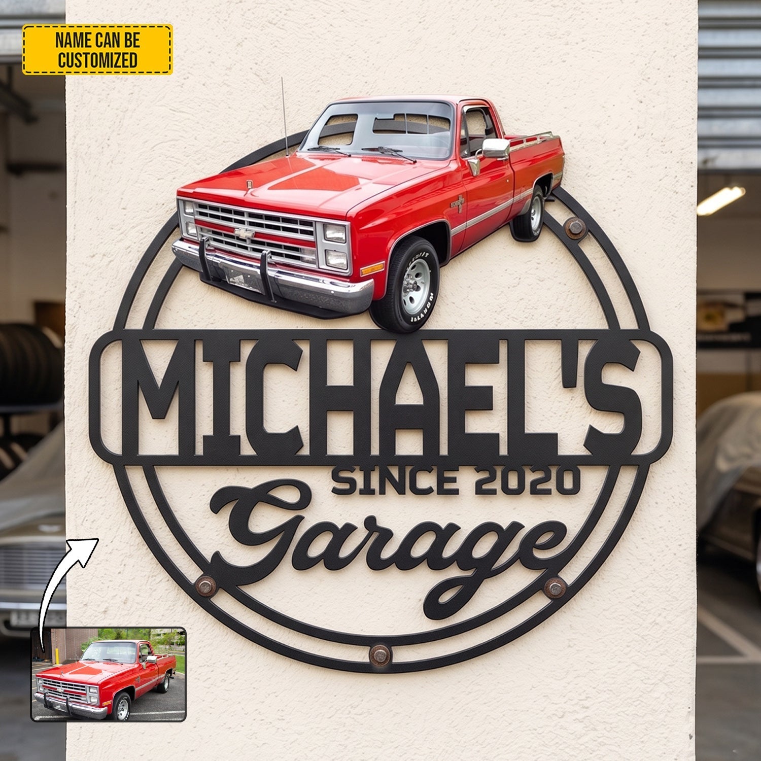 Personalized Classic Car Metal Sign Custom Photo Gift for Garage Decor