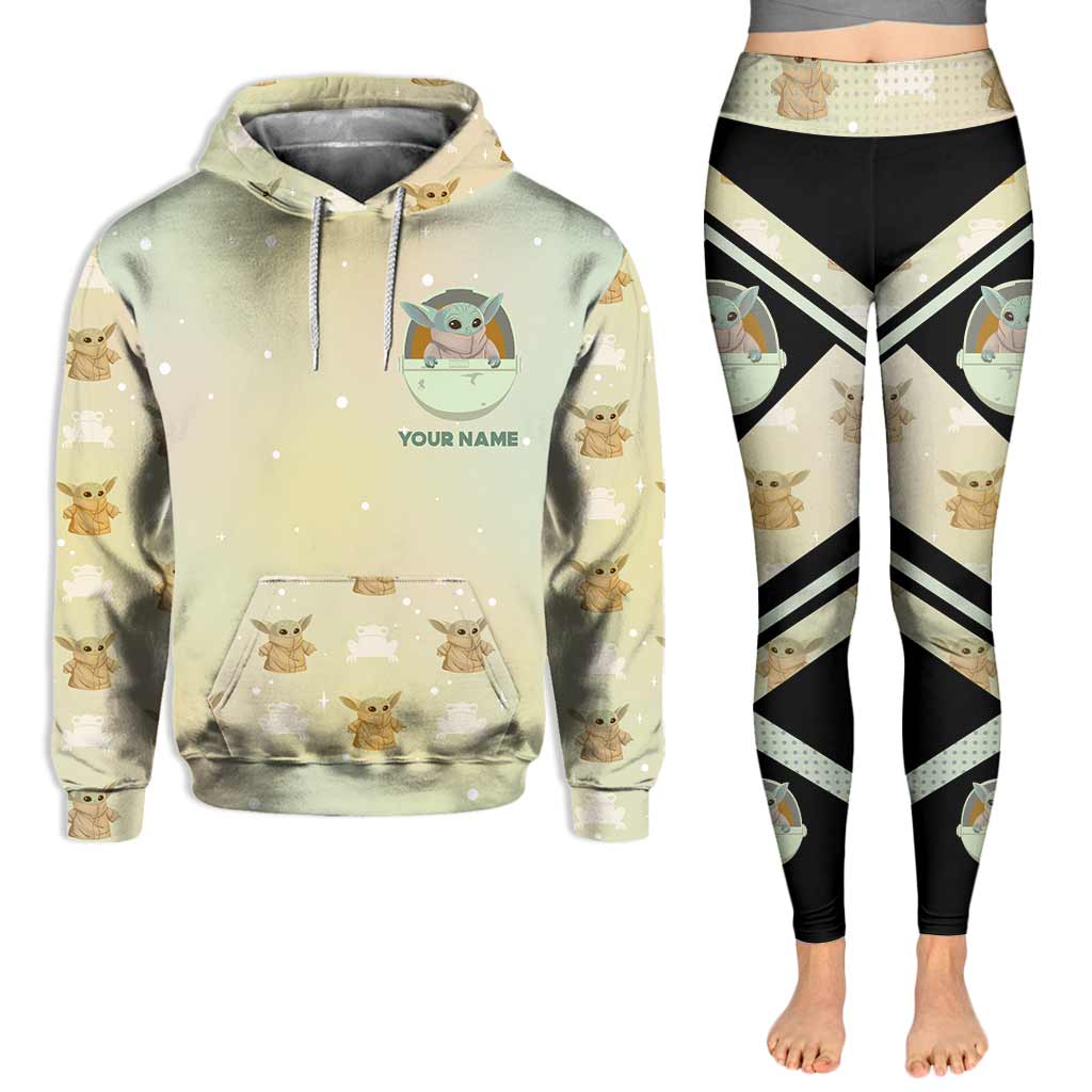 Personalized Baby Yoda Hoodie & Leggings Set Custom Name Gift