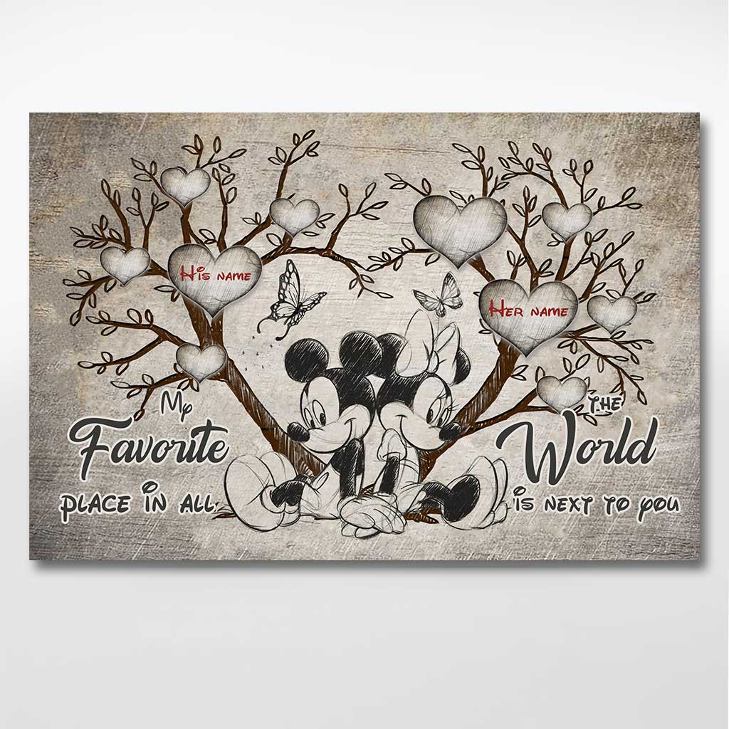 Personalized Mickey Mouse Poster Custom Names Gift for Couples