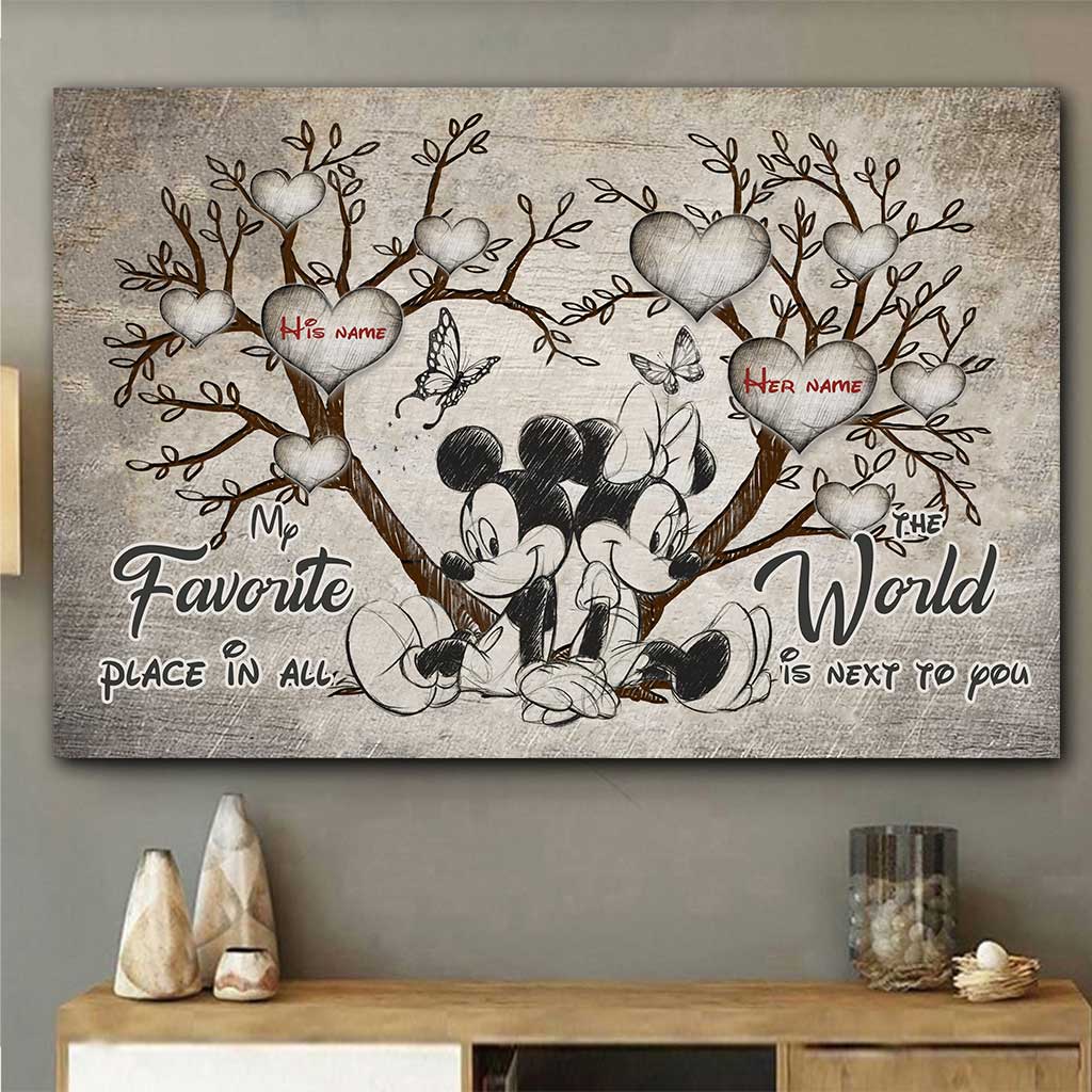 Personalized Mickey Mouse Poster Custom Names Gift for Couples