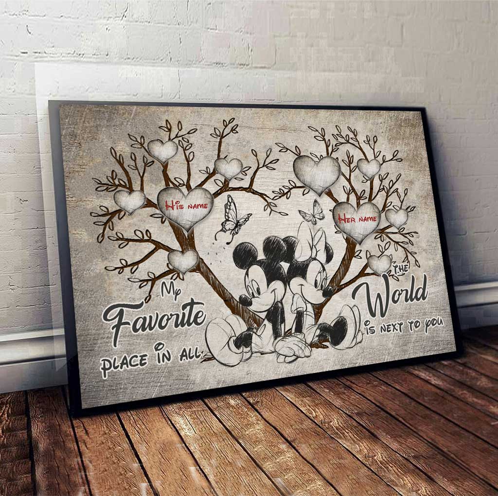 Personalized Mickey Mouse Poster Custom Names Gift for Couples