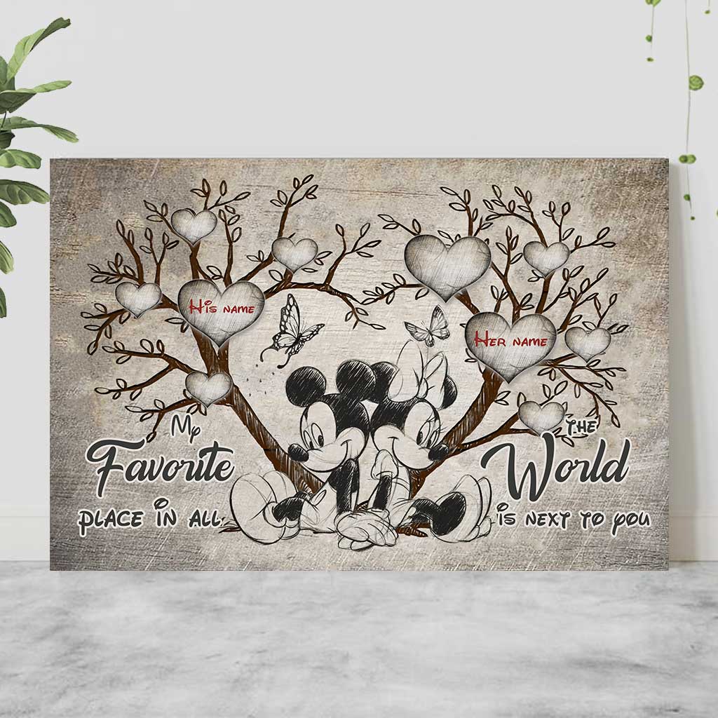 Personalized Mickey Mouse Poster Custom Names Gift for Couples