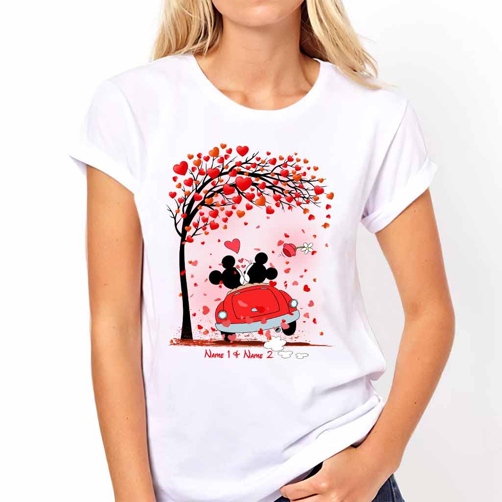 Personalized Couple T-Shirt & Hoodie with Heart Design for Valentine’s Day