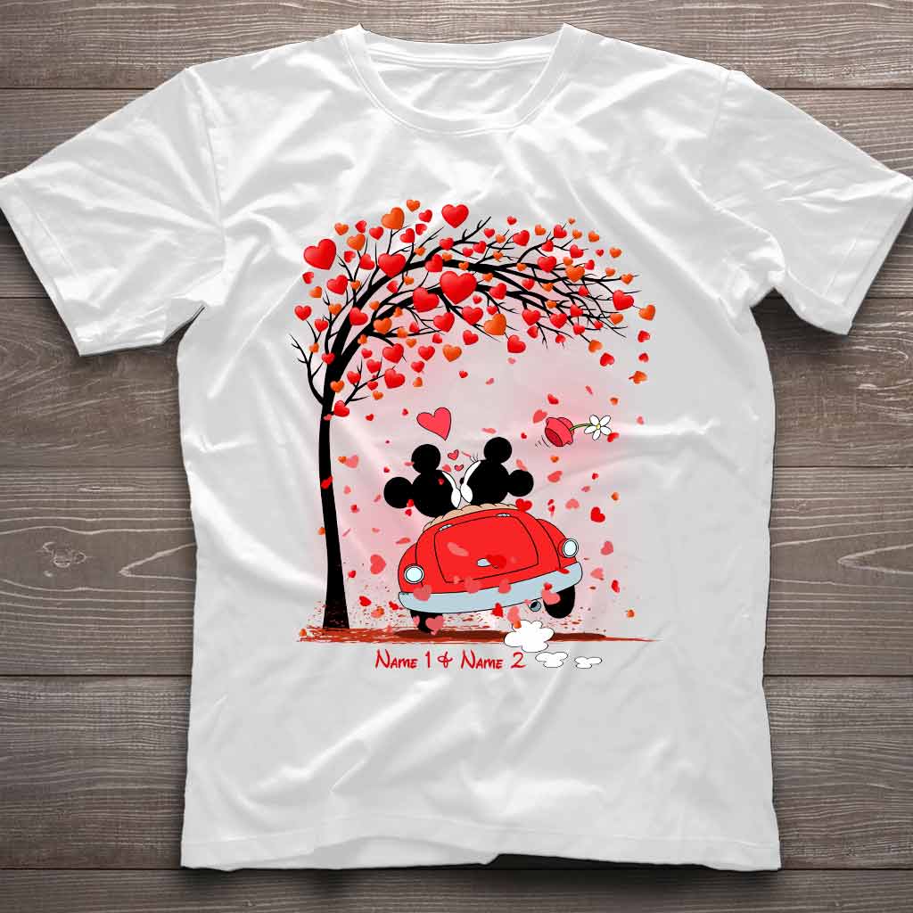 Personalized Couple T-Shirt & Hoodie with Heart Design for Valentine’s Day