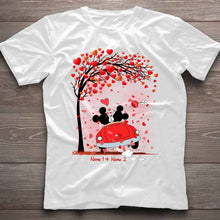 Load image into Gallery viewer, Personalized Couple T-Shirt &amp; Hoodie with Heart Design for Valentine’s Day
