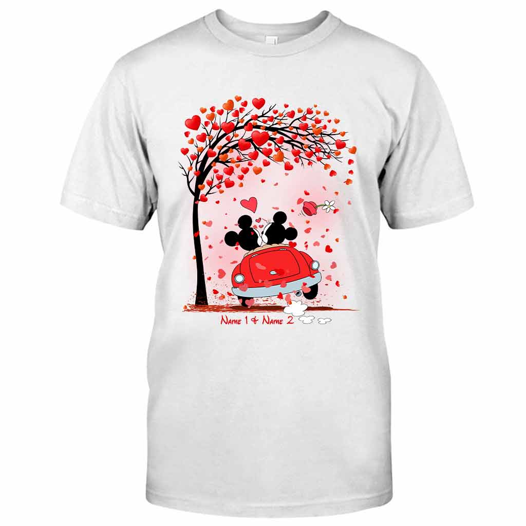 Personalized Couple T-Shirt & Hoodie with Heart Design for Valentine’s Day