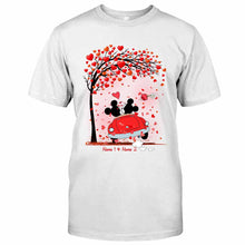 Load image into Gallery viewer, Personalized Couple T-Shirt &amp; Hoodie with Heart Design for Valentine’s Day
