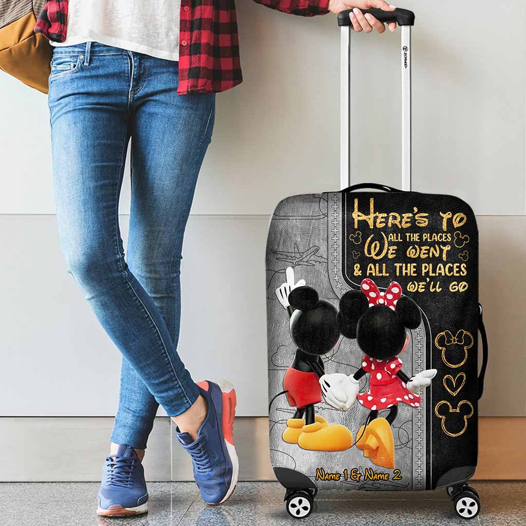 Personalized Mickey Mouse Luggage Cover Custom Name Gift for Couples