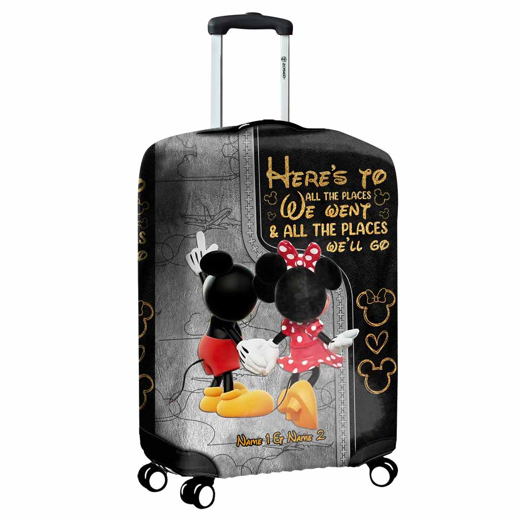 Personalized Mickey Mouse Luggage Cover Custom Name Gift for Couples