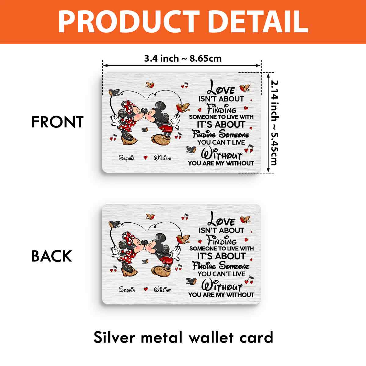 Personalized Wallet Insert Card for Couples Custom Love Message Gift