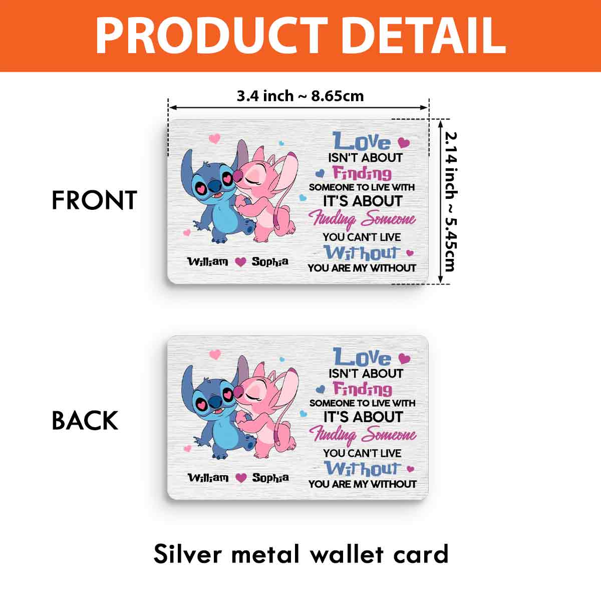 Personalized Couple Wallet Insert Card Custom Love Message Gift
