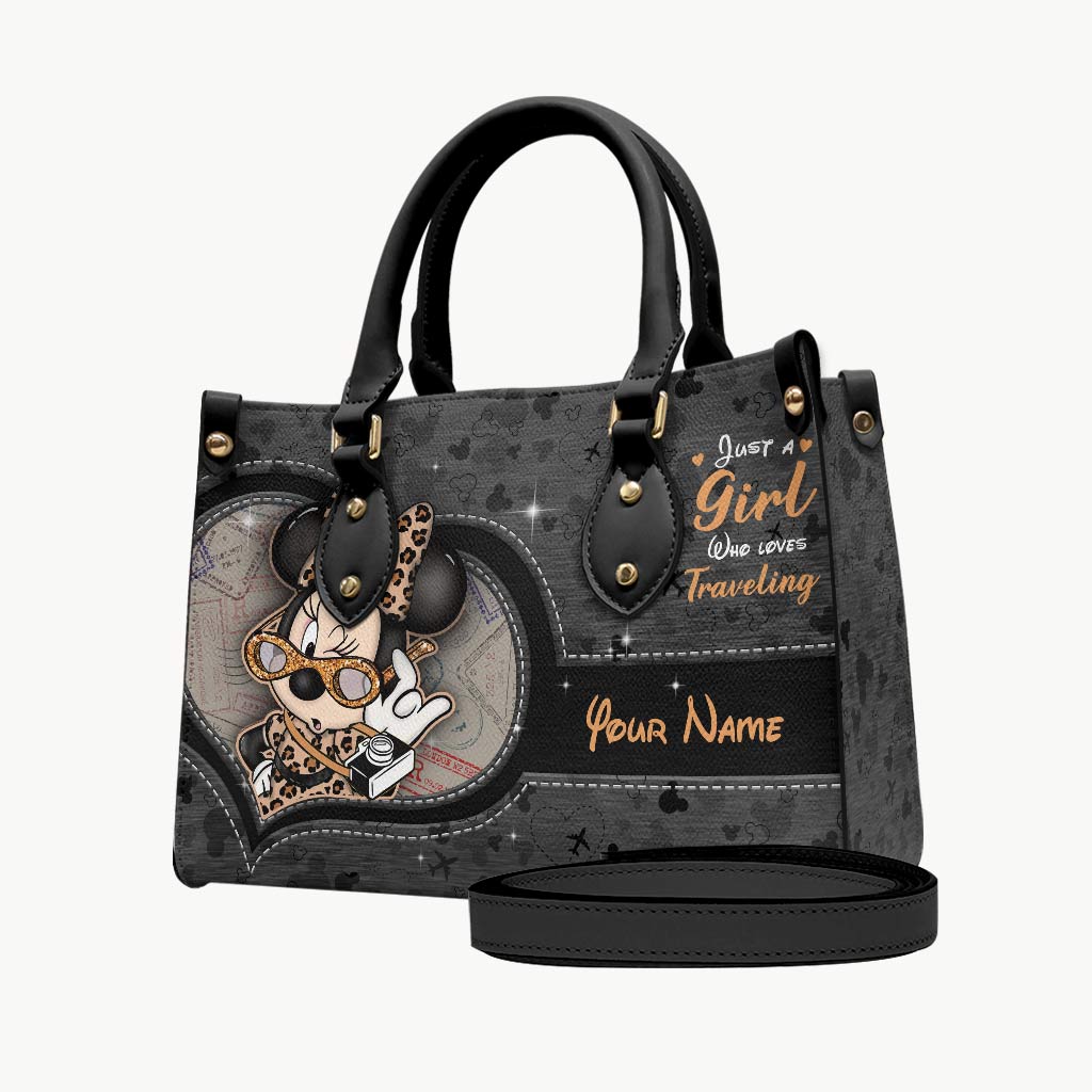 Personalized Leather Handbag Just A Girl Who Loves Traveling Gift for Women