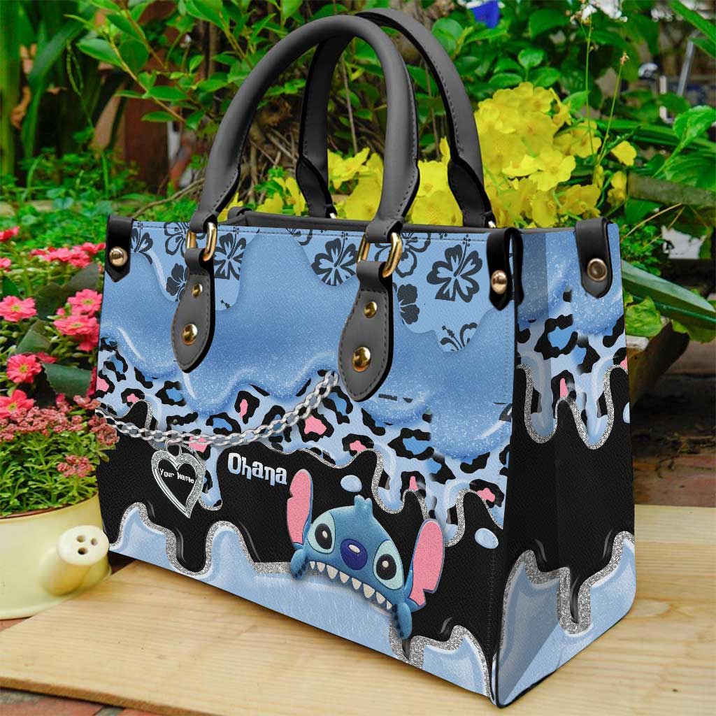 Personalized Leather Handbag with Ohana Design for Mom