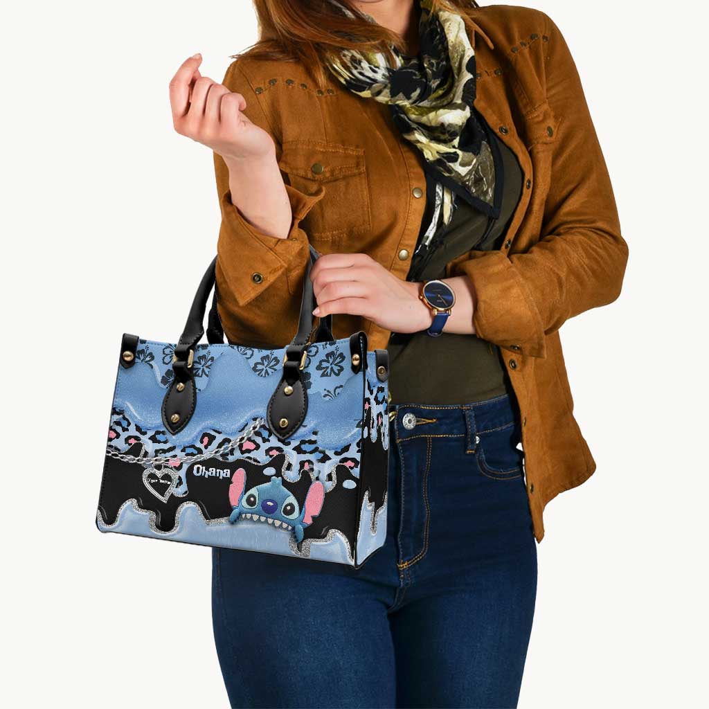 Personalized Leather Handbag with Ohana Design for Mom