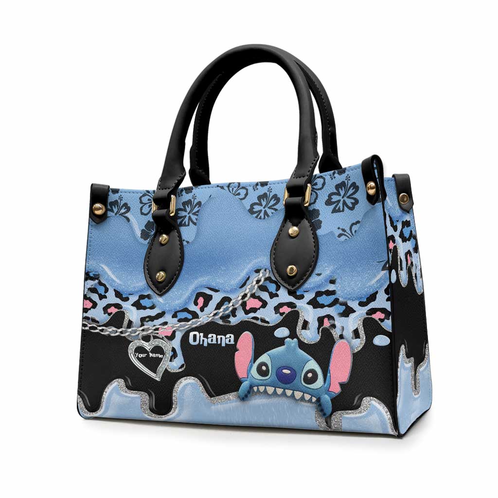Personalized Leather Handbag with Ohana Design for Mom