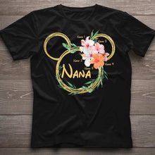 Load image into Gallery viewer, Personalized Floral Mouse Ears T-Shirt for Grandma - Custom Nana Gift
