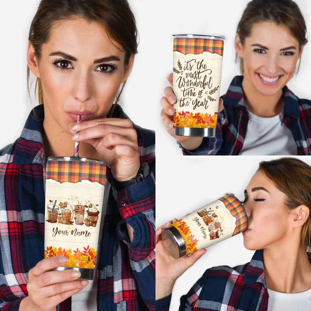 Personalized Fall Tumbler Custom Name It's The Most Wonderful Time Gift