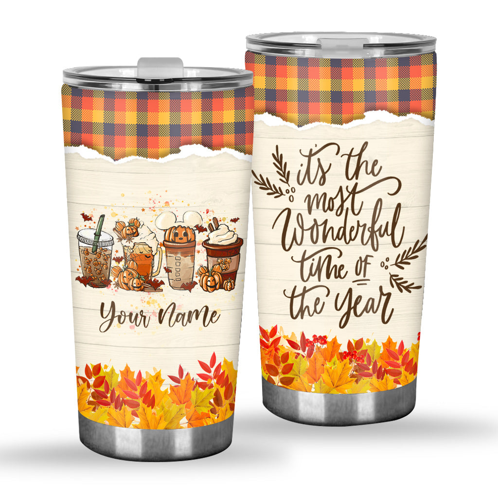 Personalized Fall Tumbler Custom Name It's The Most Wonderful Time Gift